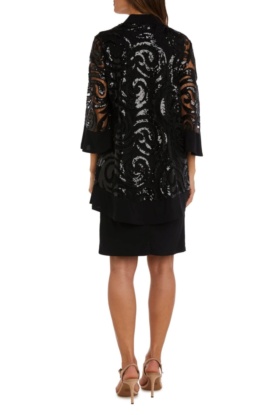 RM Richards 2342 BLACK Sequin Lace 2-Piece Jacket Dress