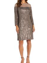 MOCHA Sequin Illusion Neck Sheath Evening Dress 2428
