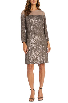 MOCHA Sequin Illusion Neck Sheath Evening Dress 2428