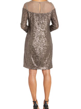 MOCHA Sequin Illusion Neck Sheath Evening Dress 2428