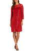 RM Richards 2428 RED Sequin Illusion Neck Sheath Evening Dress - Red / 6