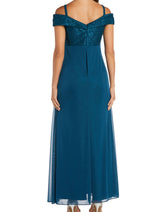 RM Richards 2604 PEACOCK Sparkle Lace Off-the-Shoulder Dress