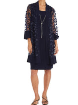 RM Richards 2643 NAVY Bell Sleeve Floral 2-Pc Jacket Dress