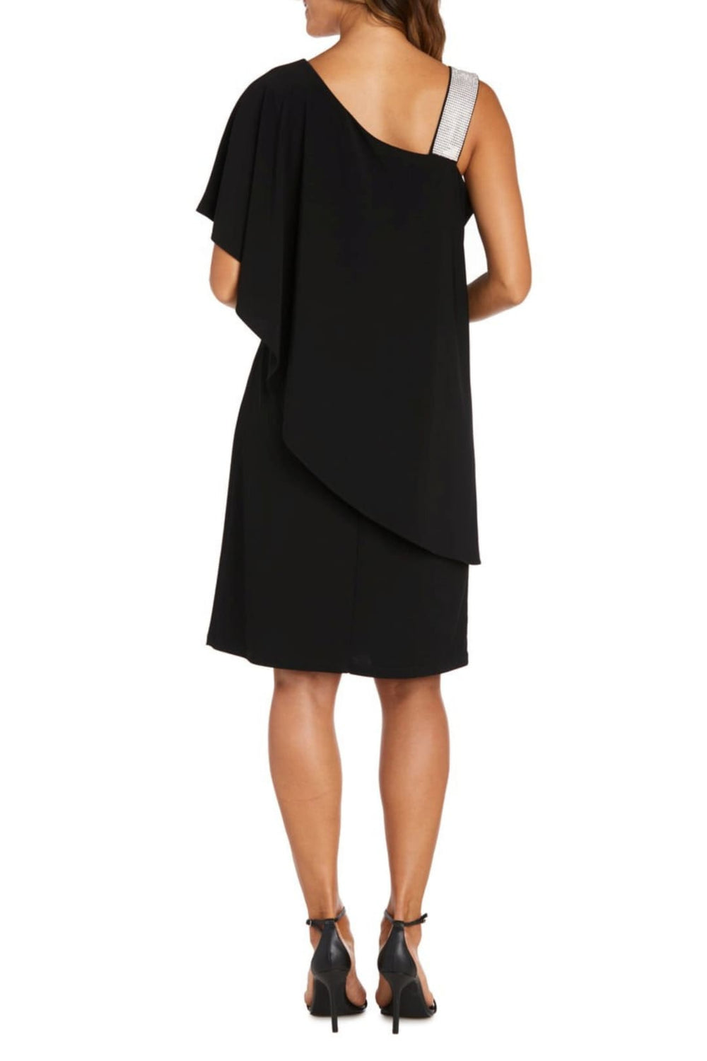 R & M Richards One-Shoulder Rhinestone-Embellished Dress
