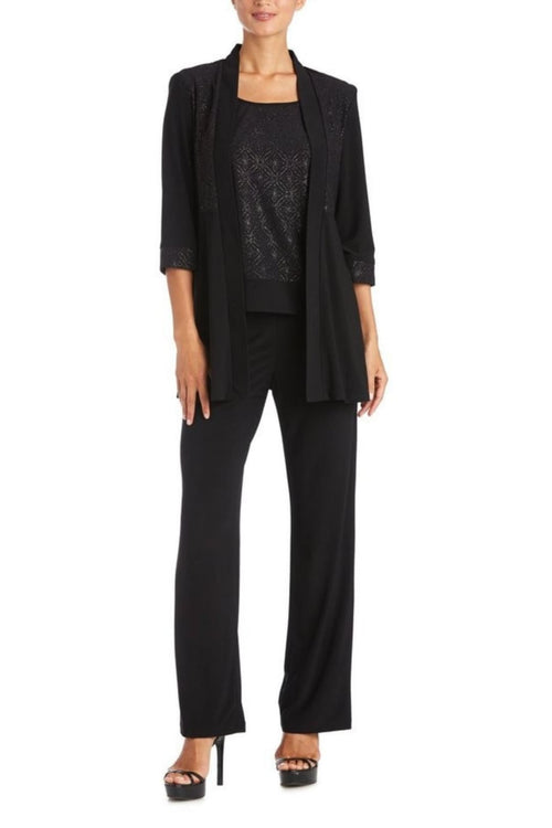 RM Richards 5589 Black Mock Jacket 2-Piece Evening Pant Set - Black / 6