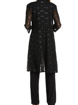 RM Richards 7914 Black Sequin Lace Duster 3-Piece Pants Suit