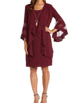RM Richards 7994 WINE Bell Sleeve 2-Piece Jacket Dress