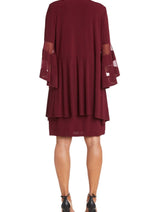 RM Richards 7994 WINE Bell Sleeve 2-Piece Jacket Dress