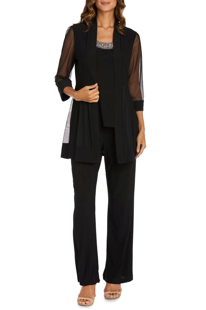 RM Richards 8764 BLACK Embellished 3-Piece Pant Suit - Black / 6