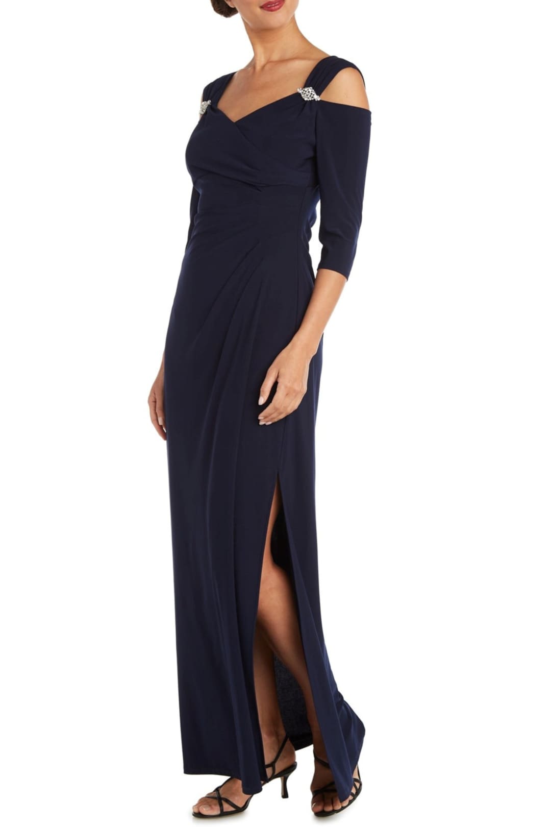 RM Richards 8950 NAVY Cold Shoulder Long Evening Dress RM Richards 8950 NAVY Cold Shoulder Long Evening Dress