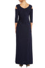 RM Richards 8950 NAVY Cold Shoulder Long Evening Dress