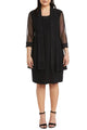 RM Richards 8993 BLACK Shimmery 3/4 Sleeve Jacket Dress - Black / 6
