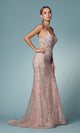 Narianna-Beaded-Bodice Long Glitter Prom Dress with Corset