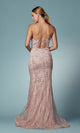 Glamuroso vestido de fiesta largo con brillo y corsé de cuentas – R282