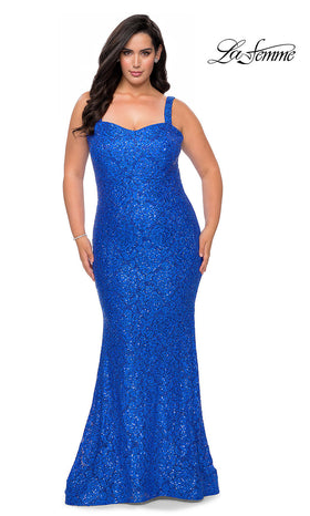 La Femme 28798 Floor-Length Sweetheart Lace Mermaid Prom Dress with Train
