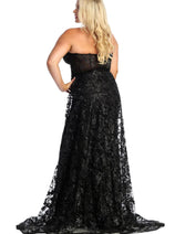 May Queen MQ1837 Strapless Glitter Corset Bone Red Carpet Long Gown