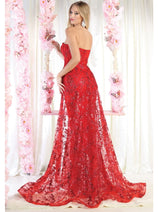 May Queen MQ1837 Strapless Glitter Corset Bone Red Carpet Long Gown