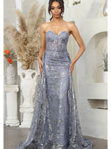 May Queen MQ1837 Strapless Glitter Corset Bone Red Carpet Long Gown