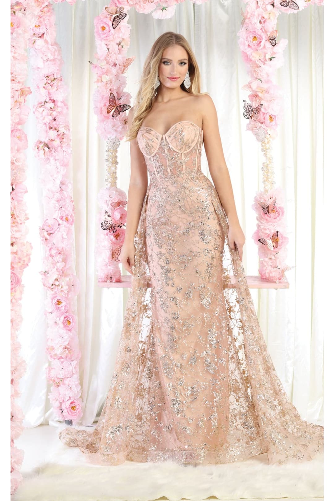 Red Carpet Stunning Lace Gown - LA1837 - ROSEGOLD / 2