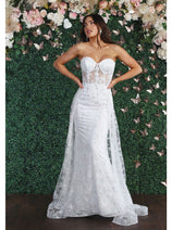 May Queen MQ1837 Strapless Glitter Corset Bone Red Carpet Long Gown