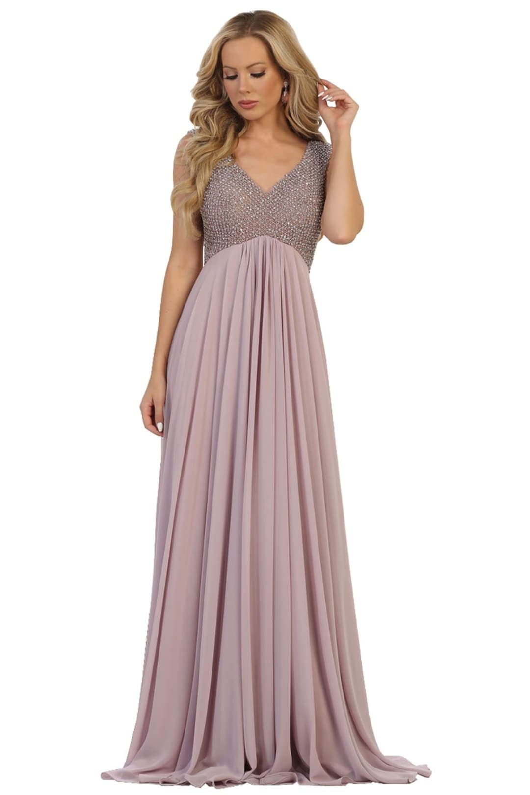 Jewel Adorned Prom Dress - Mauve / 4