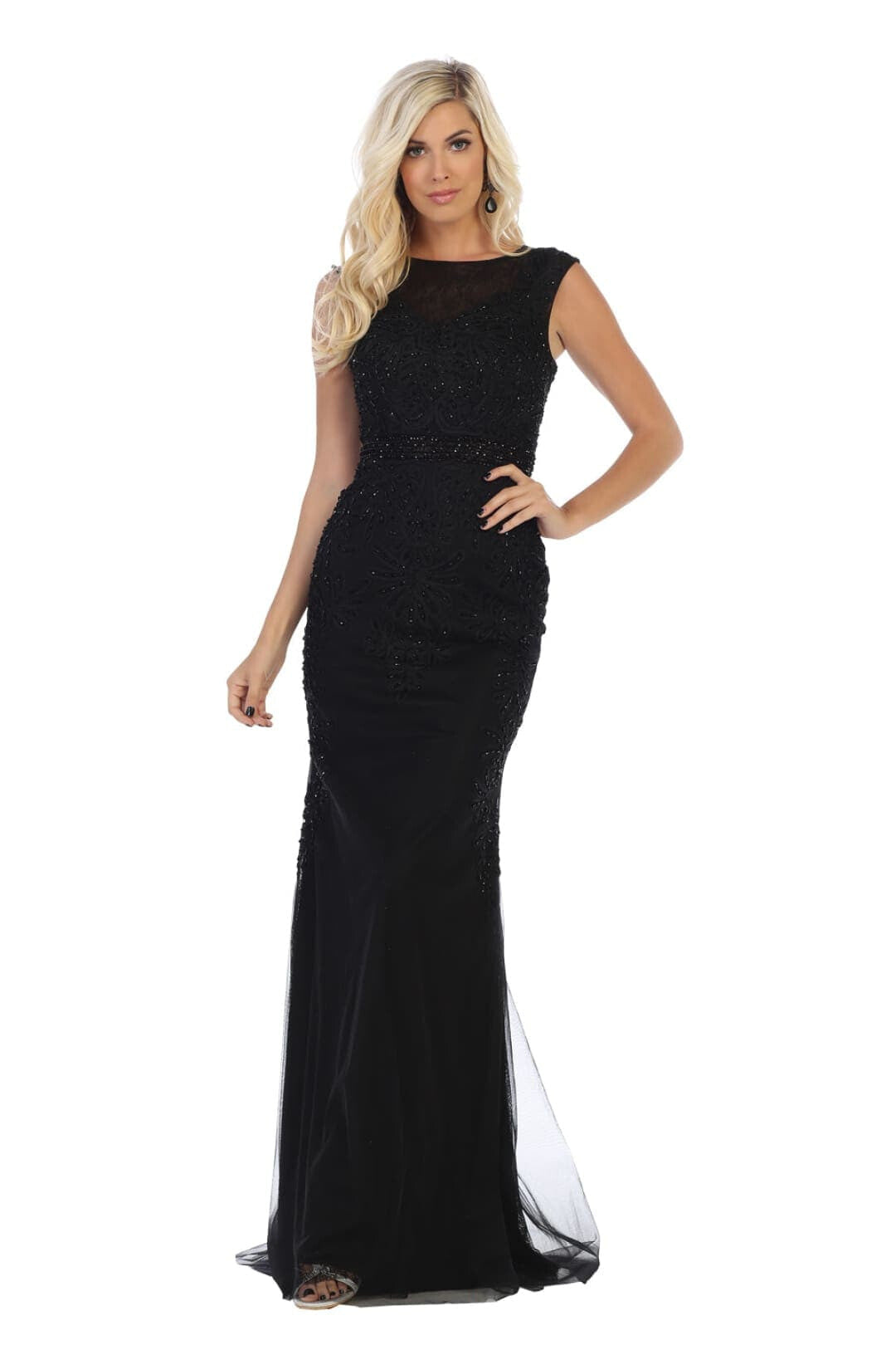 Royal Queen RQ7524 Sleeveless Embellished Long Embroidered Prom Dress - Dress