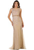 Embroidered Prom Dress - CHAMPAGNE / 6 - Dress