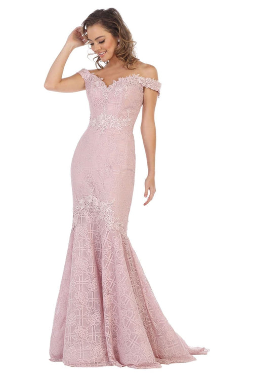 Off-Shoulder Formal Gown - Mauve / 14