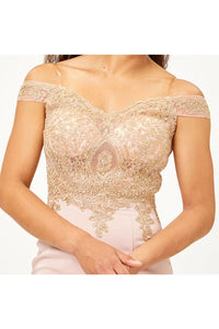 Royal Queen RQ7586 Embroidered Off The Shoulder Long Formal Evening Gown - MAUVE / 4 - Dress