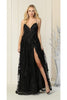 Thigh High Slit Prom Dress - BLACK / 2
