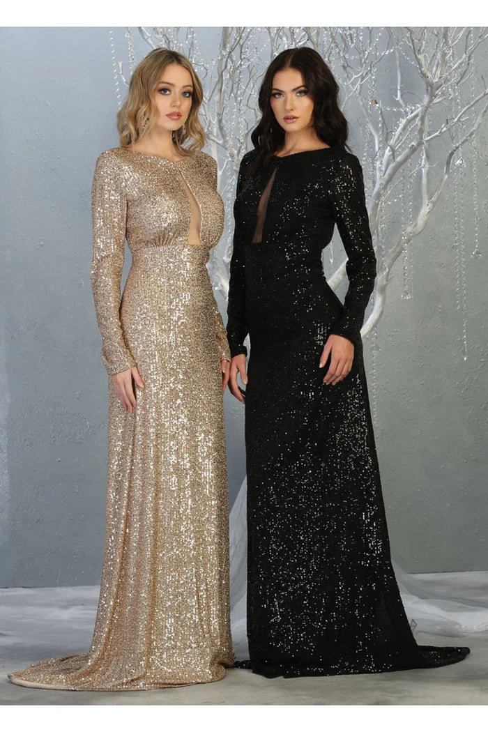 Sequin Special Occasion Plus Size Black Dress RQ7795B