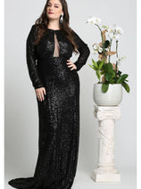 Royal Queen RQ7795 Long Sleeve Stretchy Red Carpet Sequin Formal Dress
