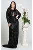 Royal Queen RQ7795B Sequin Special Occasion Plus Size Black Dress - BLACK / 12 - Dress
