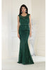 Royal Queen RQ7810 Glitter Sequins Scoop Neck Special Occasion Gown - HUNTER GREEN / 4
