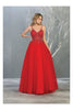 A-line Formal Evening Gown And Plus Size - RED / 4