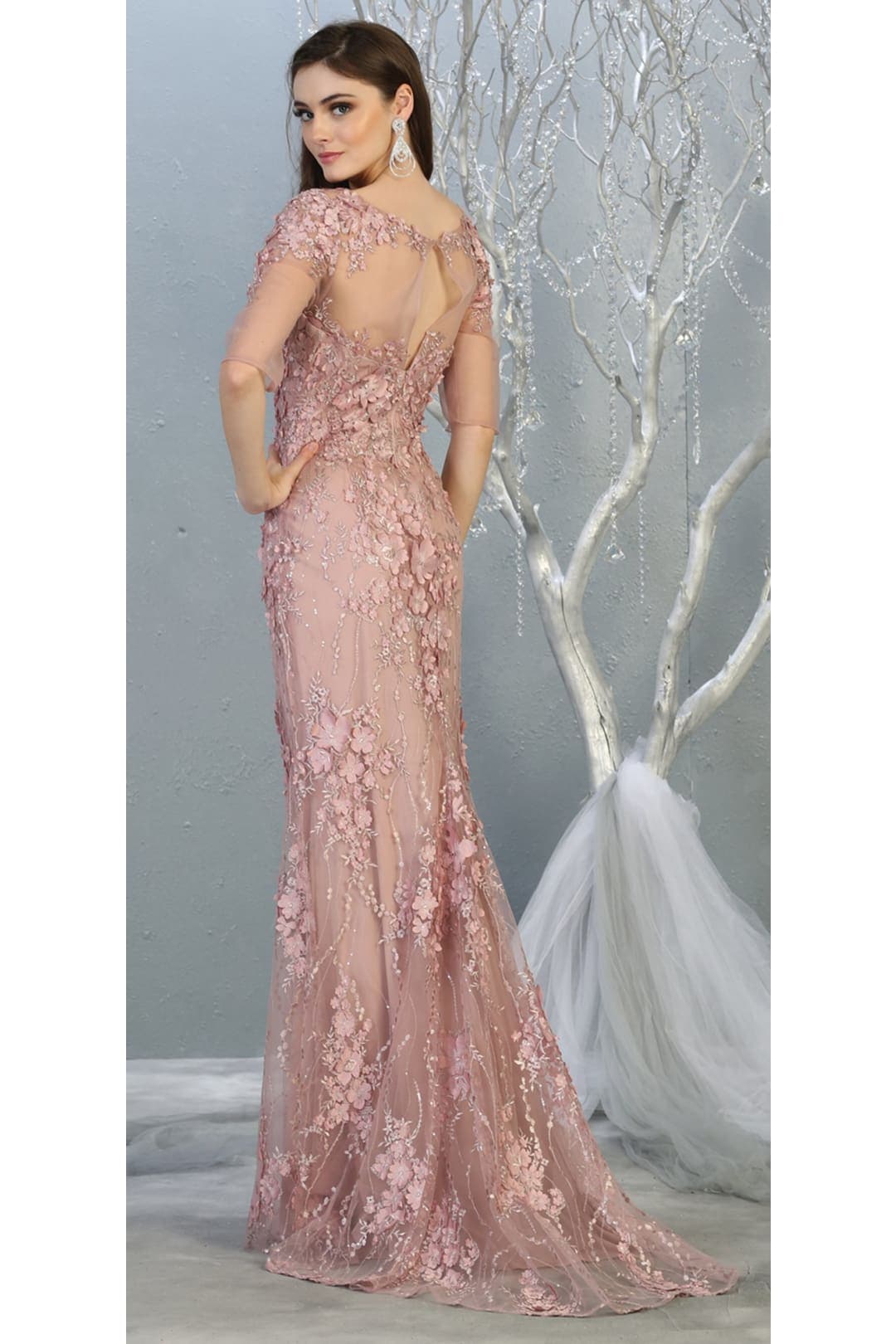 3/4 Sleeve Mother Of The Bride Formal Gown