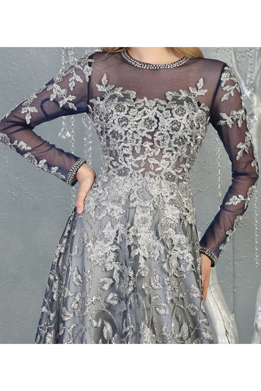 Red Carpet Long Sleeve Formal Evening Gown