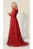 Red Carpet Long Sleeve Formal Evening Gown