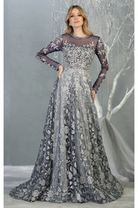 Red Carpet Long Sleeve Formal Evening Gown