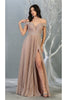 Ruched Off Shoulder Formal Gown - LA7876 - Rose Gold / 4