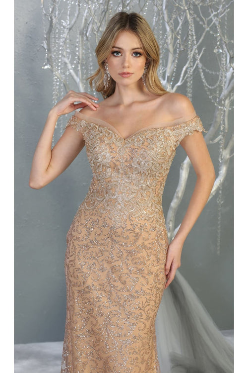 Off Shoulder Long Formal Gown - Dress