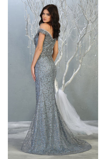 Off Shoulder Long Formal Gown - Dress