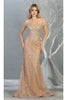 Off Shoulder Long Formal Gown - Champagne/Gold / 4 - Dress