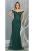 Off Shoulder Long Formal Gown - Hunter Green / 4 - Dress