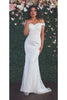 Off Shoulder Long Formal Gown - Ivory / 4 - Dress