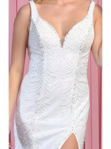 Royal Queen RQ7881 V-Neck Beaded Long White Formal Bridal Wedding Gown