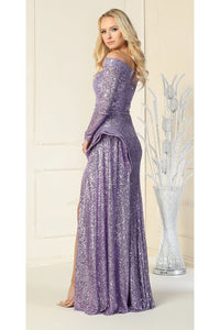 Long Sleeve Sequined Dress - Dress