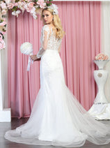 Royal Queen RQ7892 Embroidered Trumpet Long Sleeve Wedding Dress