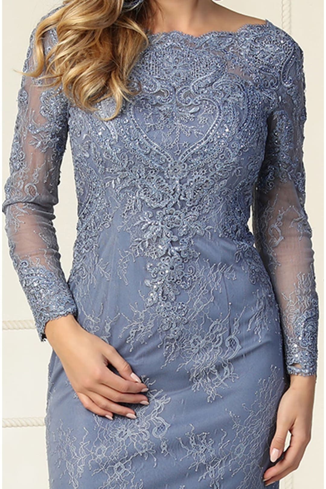 Lace Embroidered Evening Gown