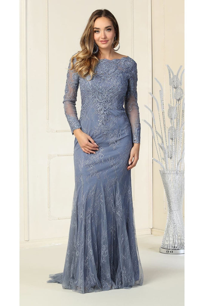 Lace Embroidered Evening Gown